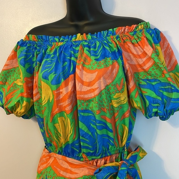 Flying Tomato ALL THE CHEER WOVEN ROMPER in Green size L Faux Wrap Skirt - Picture 8 of 16